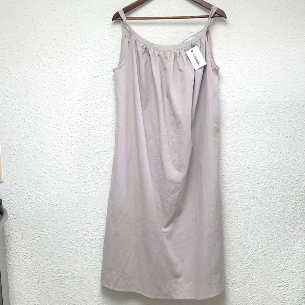NWT Oak + Fort Linen Sleevless Maxi Dress in Taupe; Size Small